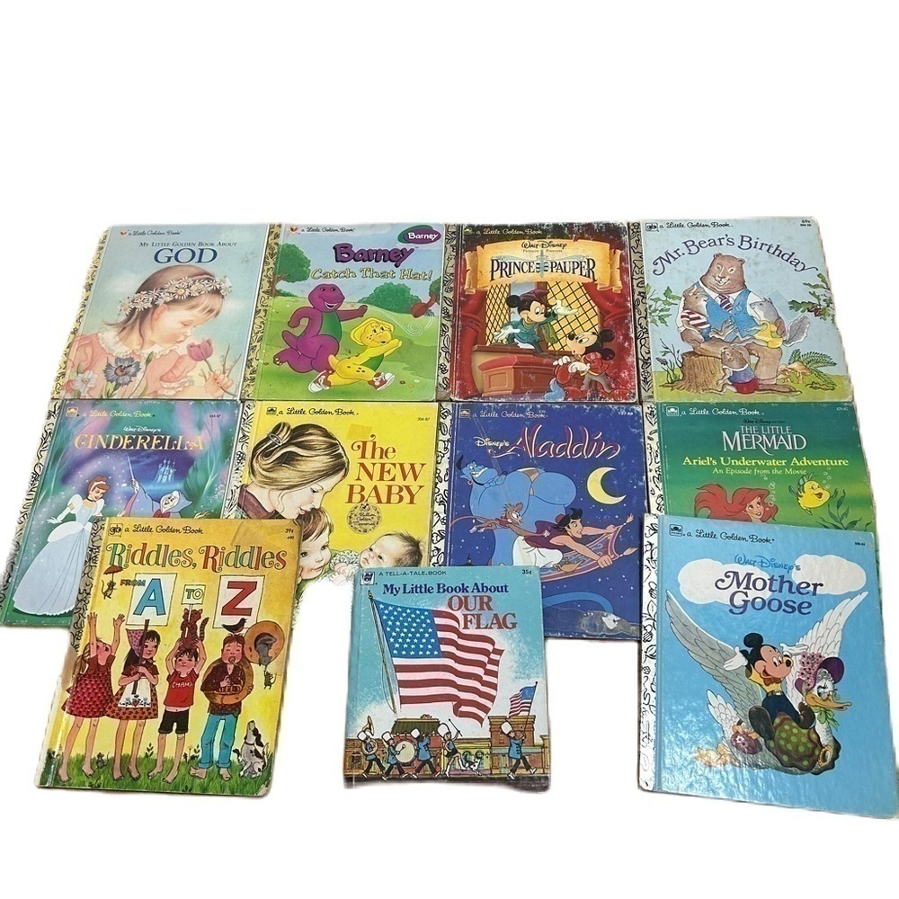 Vintage Little Golden Book Bundle God Barney Kids Children Cinderella New Baby